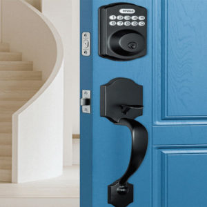 Keyless Entry Door Lock with Handle Set, Deadbolt Front Door Lock Set with Keypad, Matte Black Finish